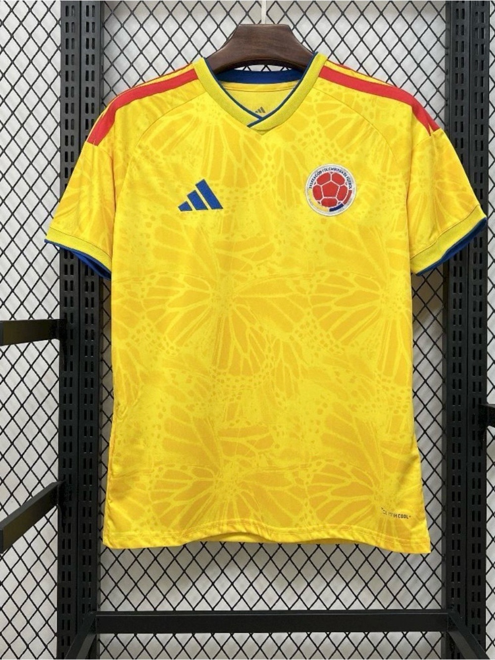 adidas Yellow Colombia Soccer Jersey with Red & Blue Accents